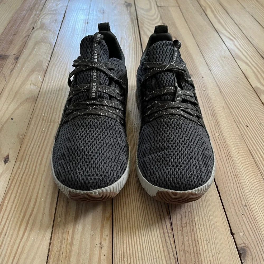 Sorel Out N About Plus Lace Waterproof Sneakers Grey Green NL3257-326 Womens‎ 8